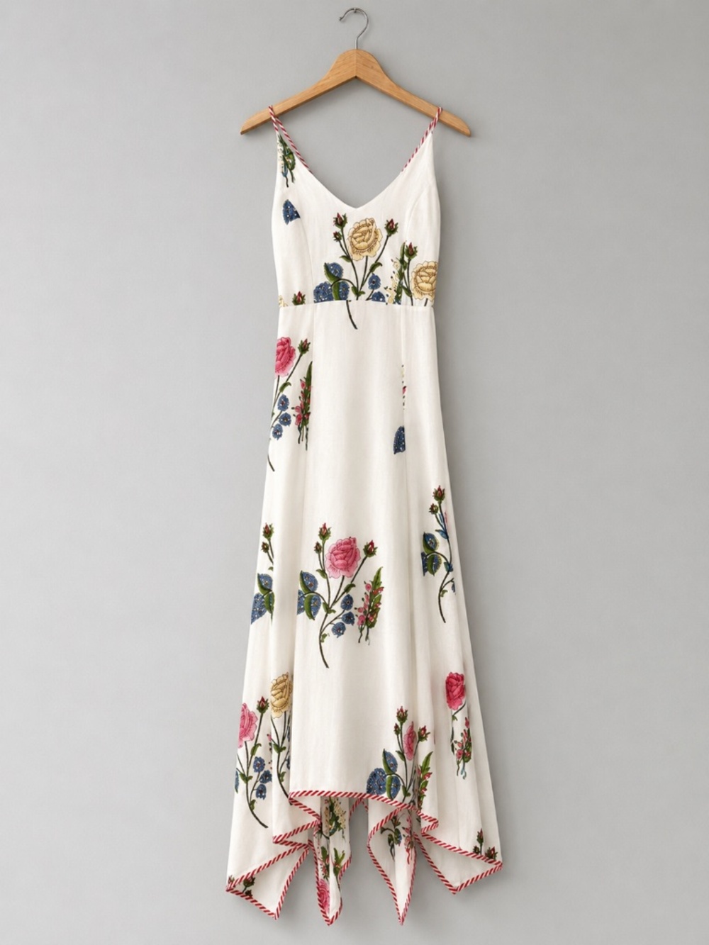 NIBI-MTK Cotton Block Print Cross Back Maxi Dress in Multi Rosette NWT  XS